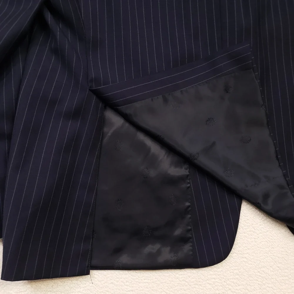 Ralph Ralph Lauren Suit Men 50L 46R Navy Blue Pinstripe Wool Blend Two Piece Set